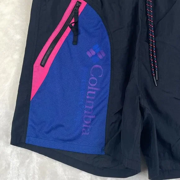 Vintage Columbia Sportswear Company Swimming Shorts Mens XL Black Pink Blue * - Picture 2 of 11